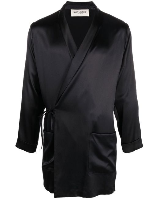 Saint Laurent self-tie wrap coat