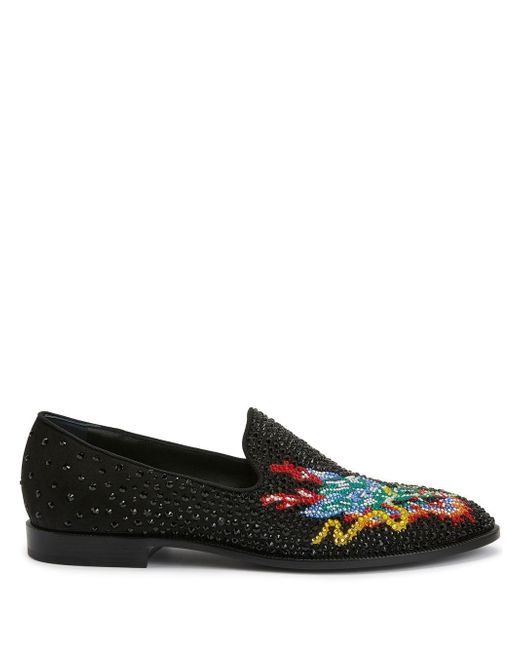 Giuseppe Zanotti Design rhinestone-embellished dragon-motif loafers