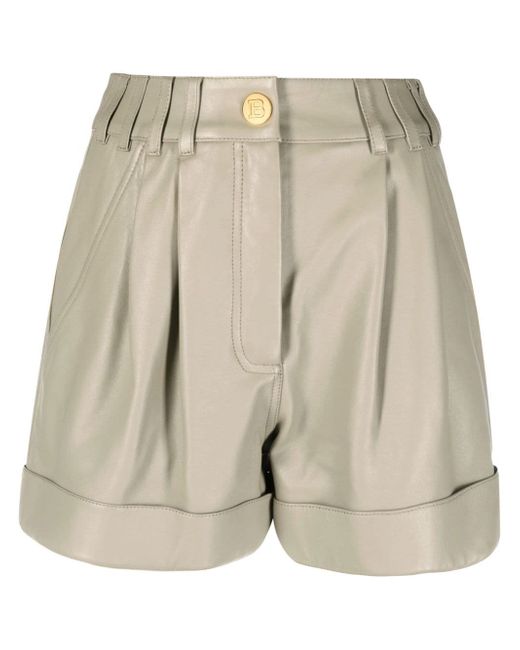 Balmain high-waisted lambskin shorts