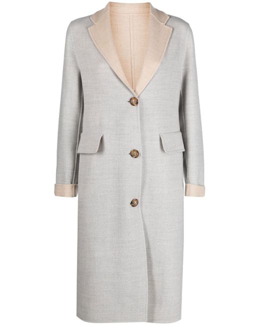 Eleventy two-tone single-breasted wool coat