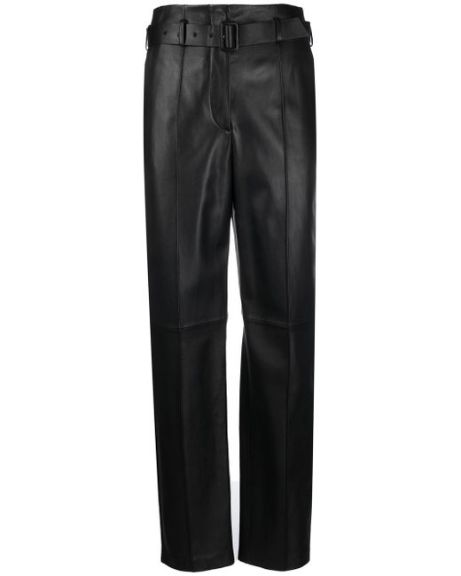 Emporio Armani high-waisted leather tapered trousers