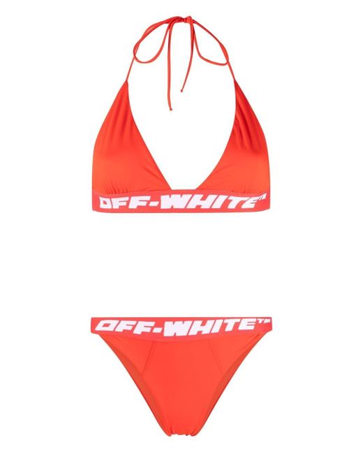 Off-White logo-tape bikini set