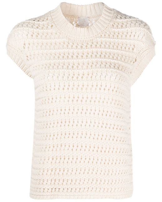 Eleventy short-sleeve open-knit blouse