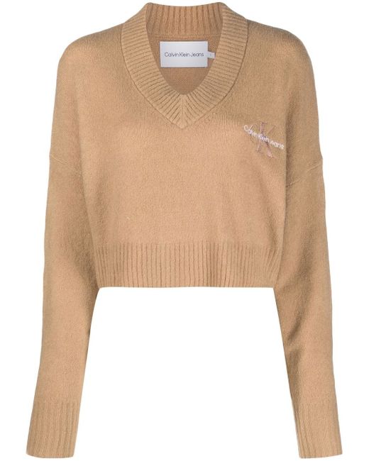 Calvin Klein Jeans cropped V-neck knit jumper