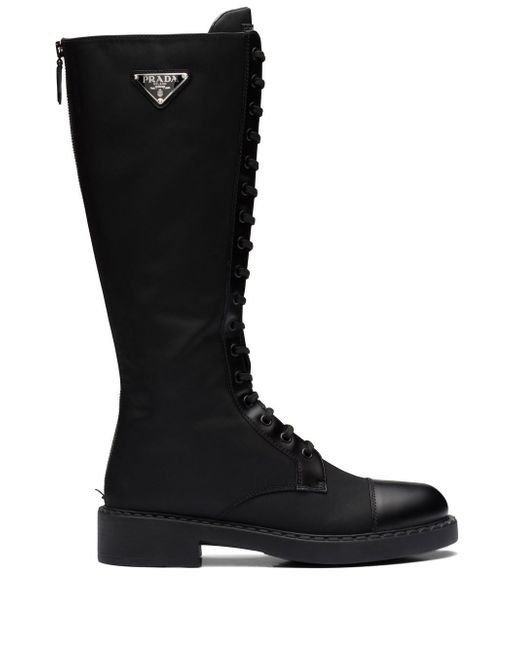 Prada Brushed-Leather lace-up boots