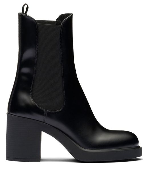 Prada Brushed-Leather 85mm leather boots