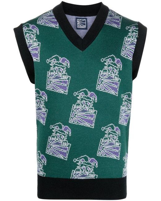 Paccbet clown-intarsia knitted vest