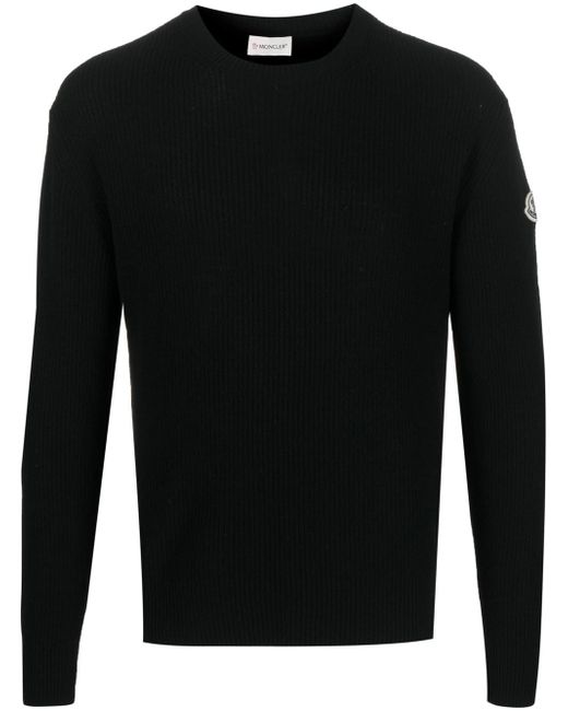 Moncler wool ribbed logo-patch jumper