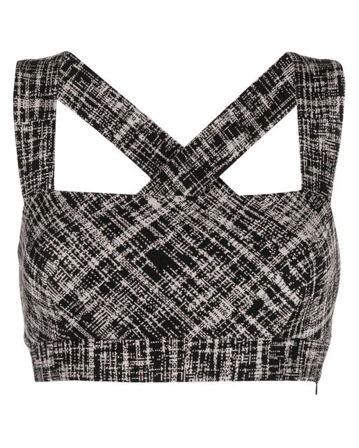 Rosetta Getty etched-plaid cropped top