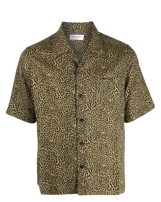 Saint Laurent leopard-print short-sleeved shirt
