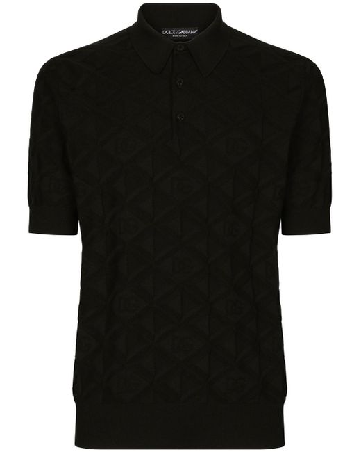 Dolce & Gabbana embossed-design silk polo shirt