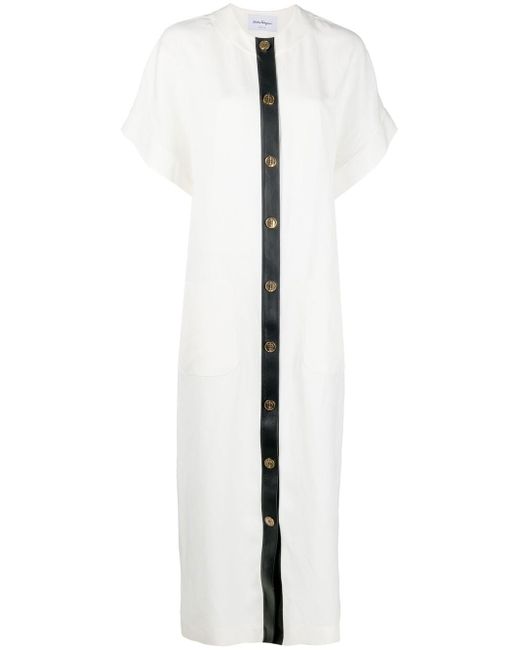 Ferragamo short-sleeved buttoned maxi dress
