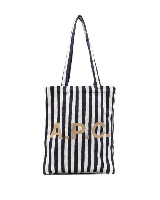 A.P.C. Lou striped canvas tote bag
