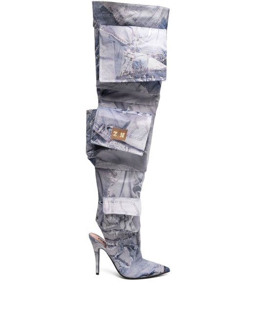 Natasha Zinko thigh-high cargo boots