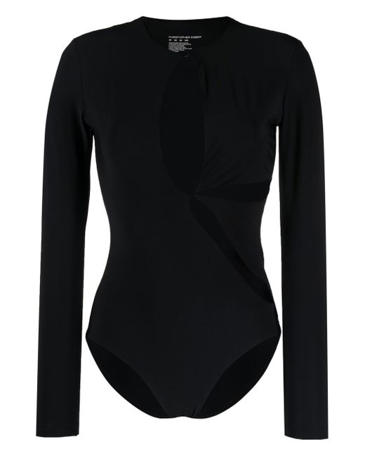 Christopher Esber long-sleeve cut-out swimsuit