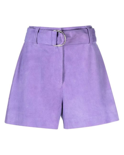 Stand Studio neon violet suede shorts