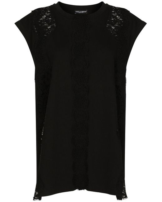 Dolce & Gabbana lace-trim cap-sleeve blouse