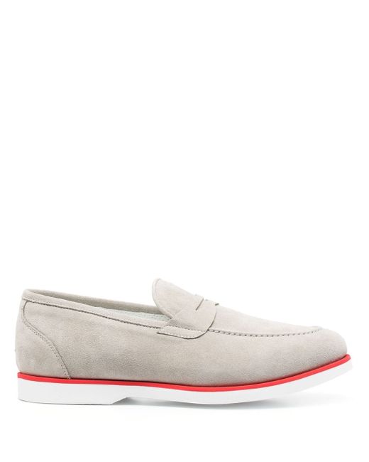 Kiton penny slot suede loafers