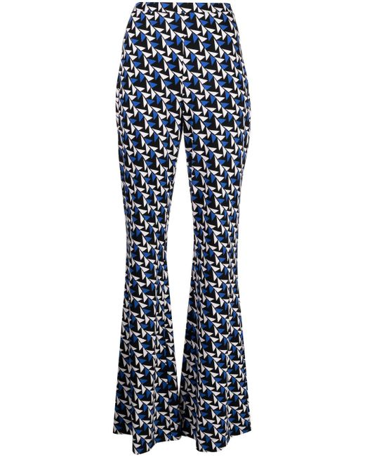Diane von Furstenberg abstract-print silk flared trousers