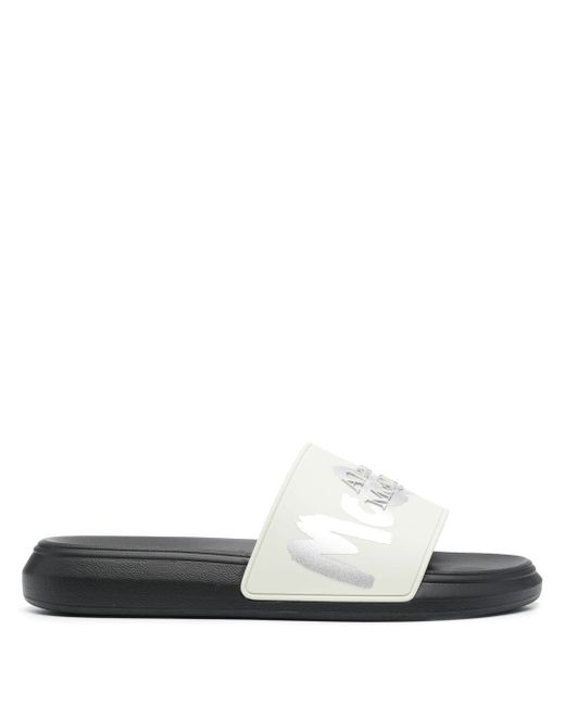 Alexander McQueen embossed-logo open toe slides