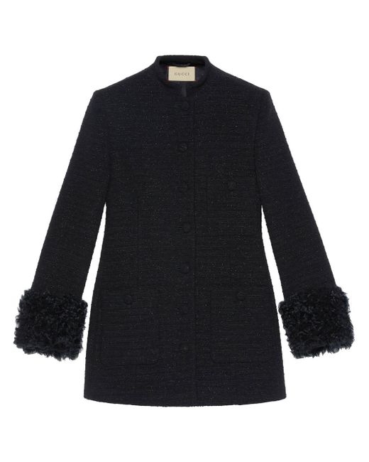 Gucci contrasting-cuffs bouclé fitted jacket