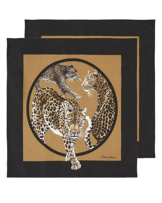 Dolce & Gabbana leopard-print napkin set