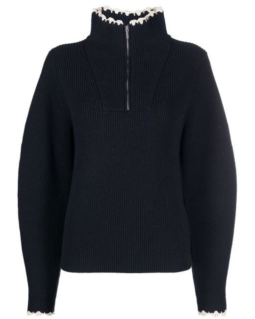 Ba & Sh crochet-trim short-zip sweater