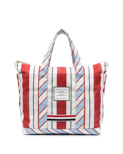 Thom Browne signature stripe-pattern tote bag