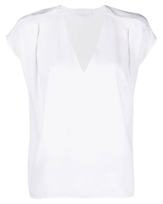Genny pleat-detail V-neck blouse