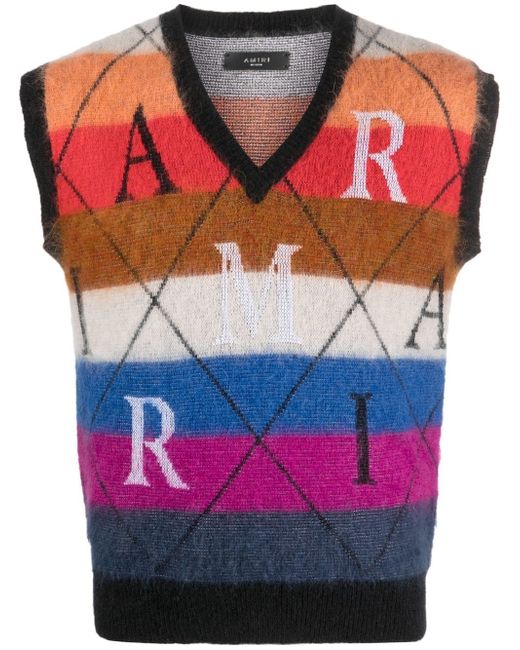 Amiri argyle intarsia knitted vest