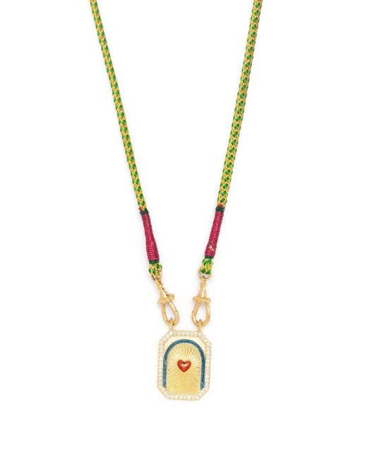 Marie Lichtenberg 18kt yellow Heart Mini diamond scapular necklace