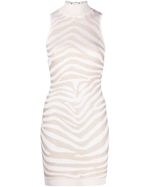 Balmain zebra-print sleeveless minidress
