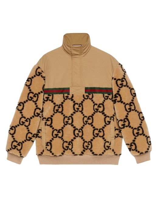 Gucci GG jacquard faux fur half-zip jacket