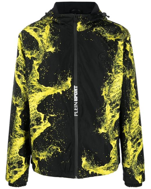Plein Sport graphic-print zip-up hooded jacket