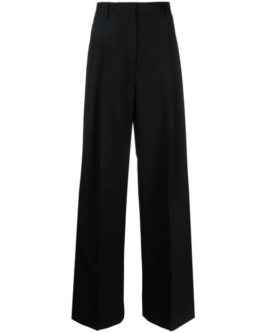 Burberry pleated wide-leg wool trousers