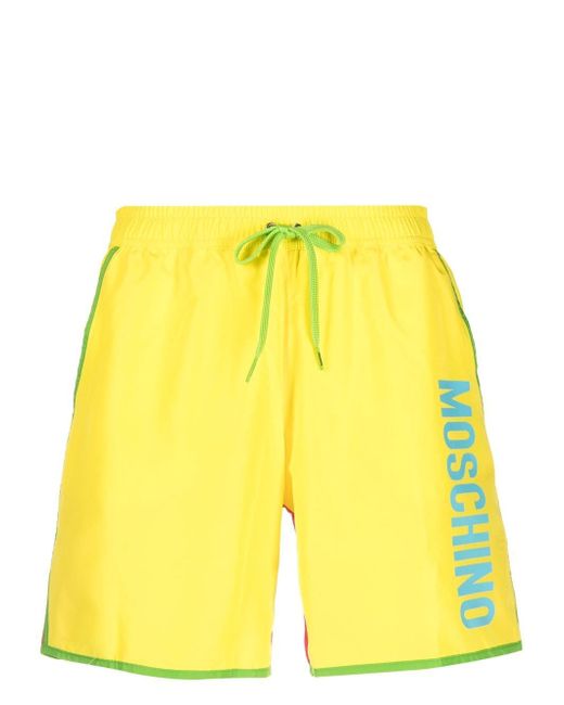Moschino colour-block logo-print swim shorts