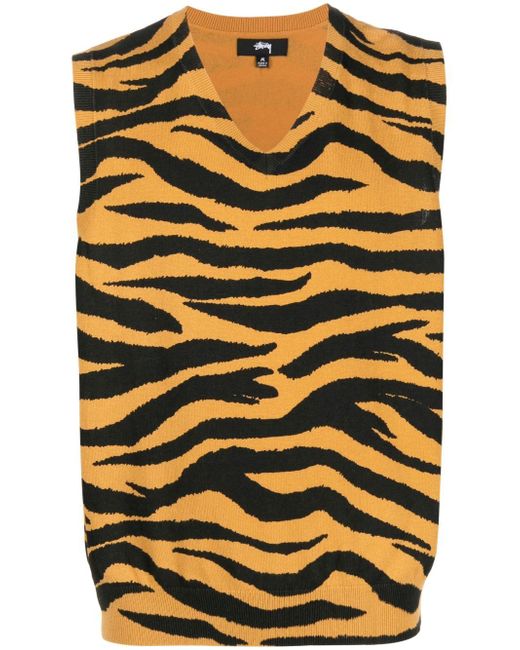 Stussy tiger-print sleeveless top