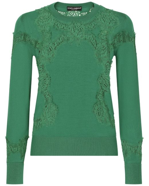 Dolce & Gabbana lace-inserts fine-knit jumper