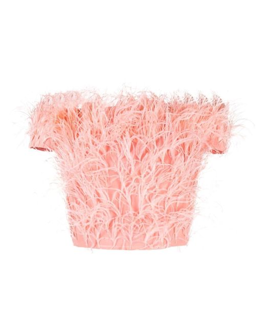 Cult Gaia feather-detail crop top