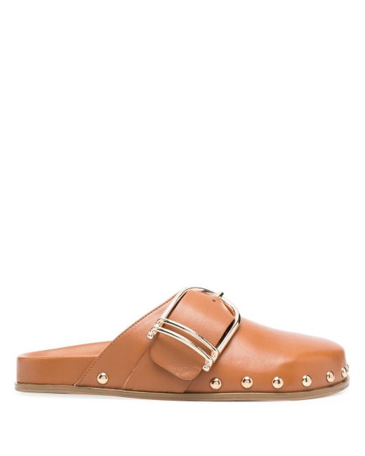 Twin-Set buckle-fastened leather mules