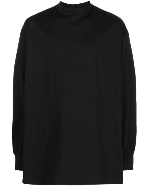 Y-3 mock-neck long-sleeved cotton T-shirt