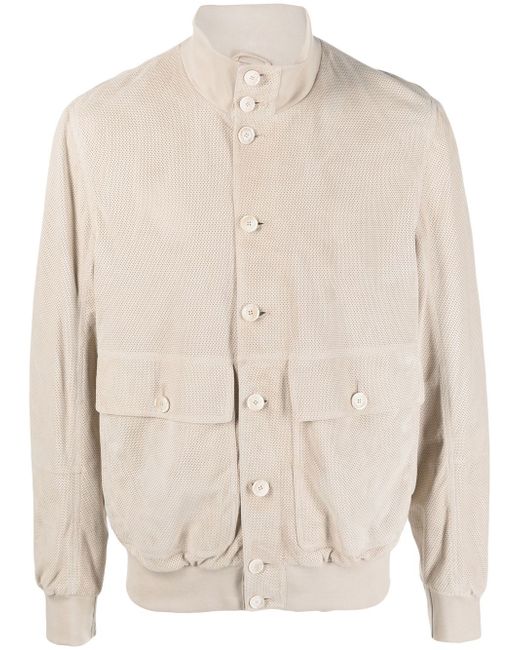 Brunello Cucinelli stand-up collar leather jacket