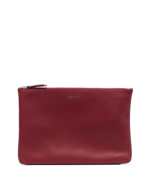 Orciani zip-fastening leather laptop pouch