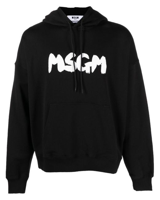 Msgm logo-print cotton hoodie