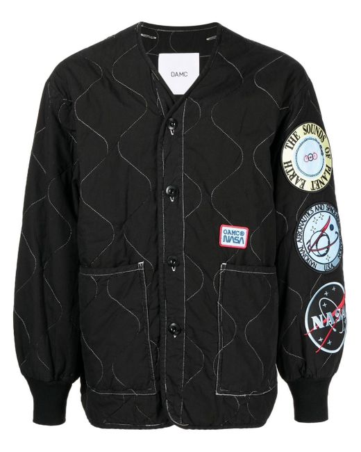 Oamc patch-detail quilted bomber jacket