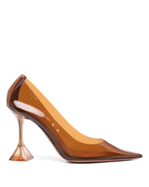 Amina Muaddi clear sculpted-heel pumps