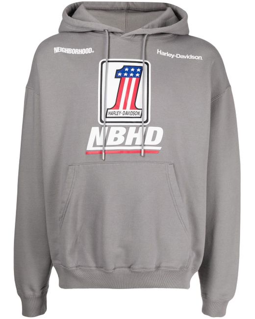 Neighborhood x Harley Davidson logo-print hoodie