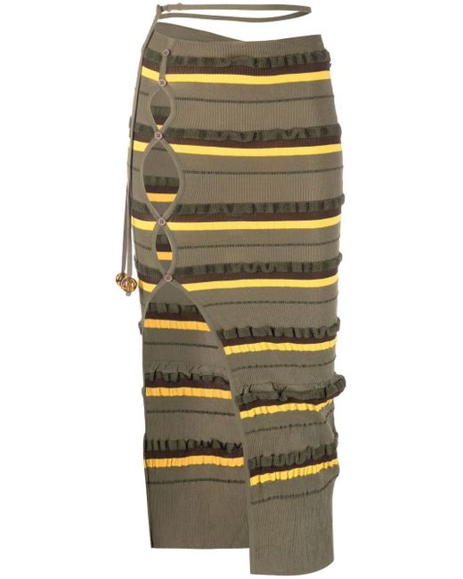Jacquemus ribbed-knit striped midi skirt