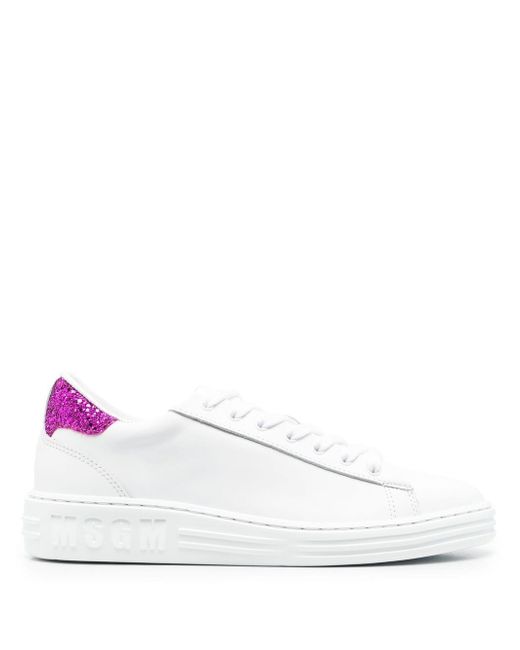 Msgm contrast heel-counter leather sneakers