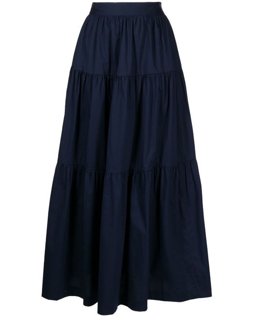 Staud high-waisted tiered midi skirt